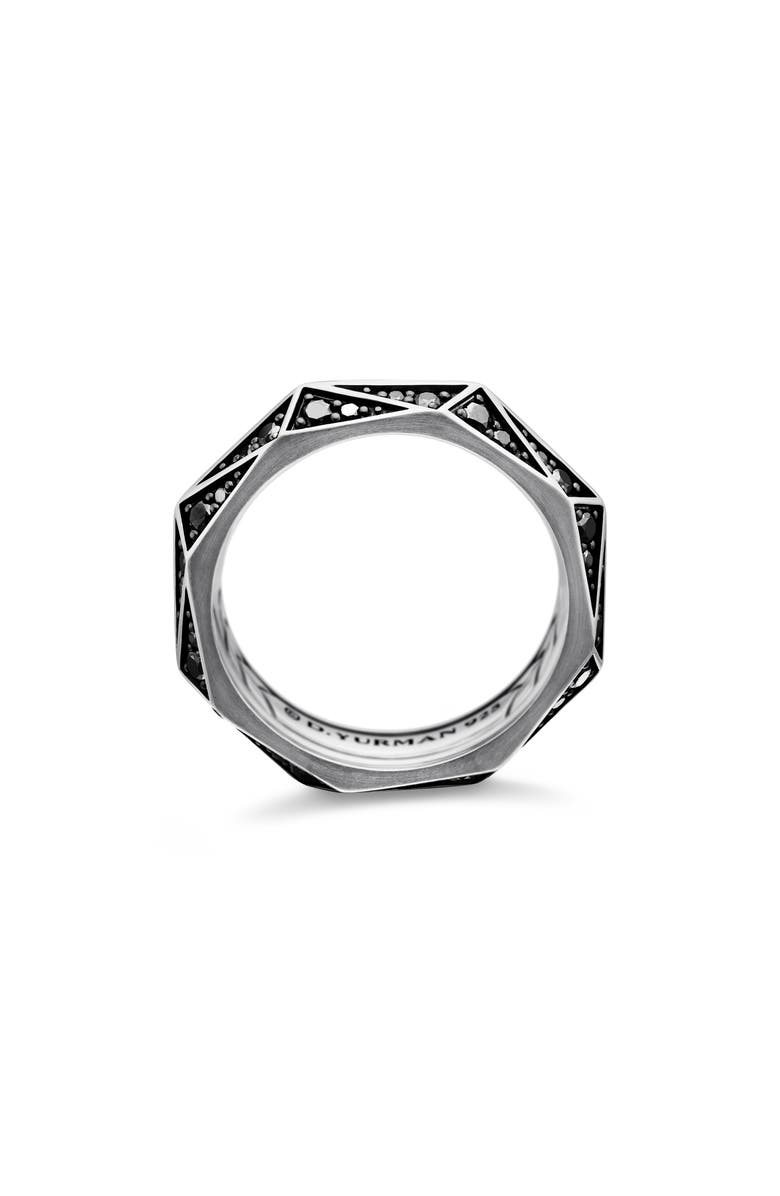 David Yurman Torqued Faceted Band Ring in Sterling Silver with Pavé Black Diamonds, Alternate, color, Sterling Silver