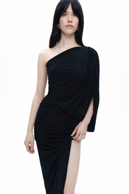 Nocturne Draped Detail Maxi Dress In Black
