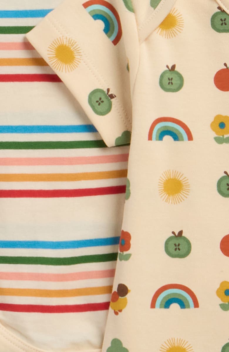 Little Green Radicals Rainbows Assorted 2-Pack Organic Cotton Bodysuits, Alternate, color, Yellow Multi