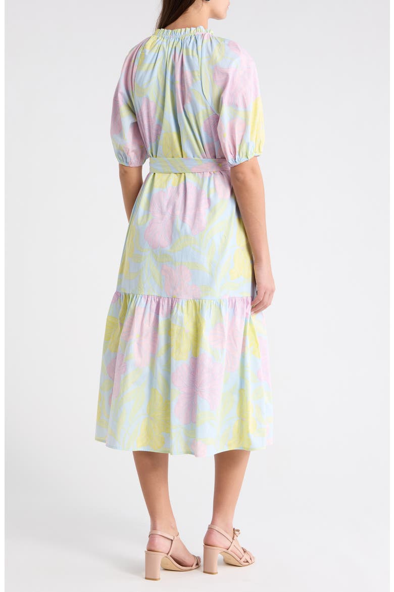 Brisa Floral Wynette Tiered Midi Dress, Alternate, color, LIGHT-BLUE-PINK