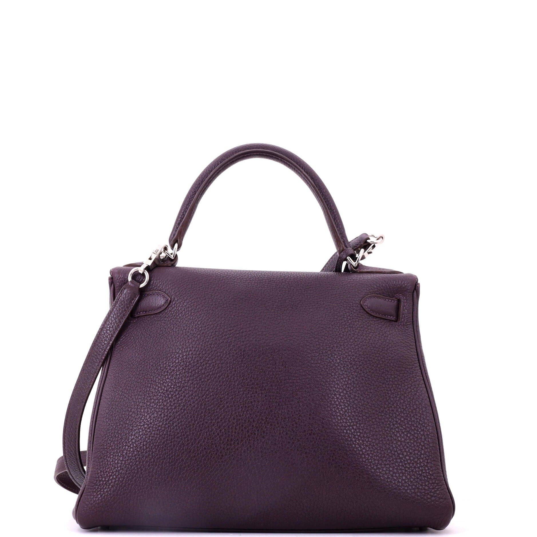 Pre-Owned Hermes Kelly Handbag Purple Togo with Palladium Hardware 28, Alternate, color, Raisin