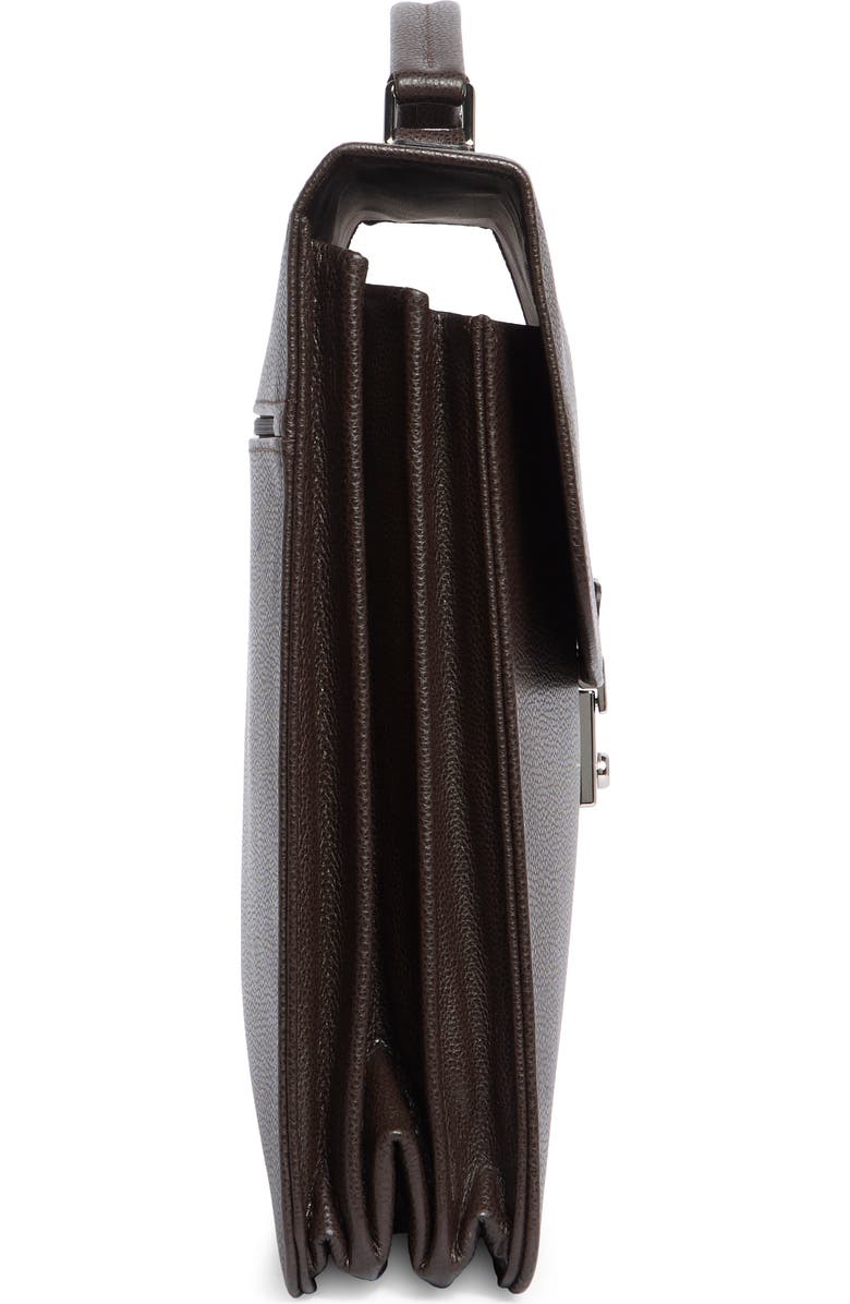 Longchamp Leather Flap Briefcase, Alternate, color, Moka