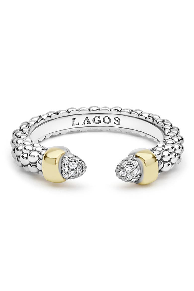 Signature Caviar Diamond Band Ring, Alternate, color, TWO-TONE