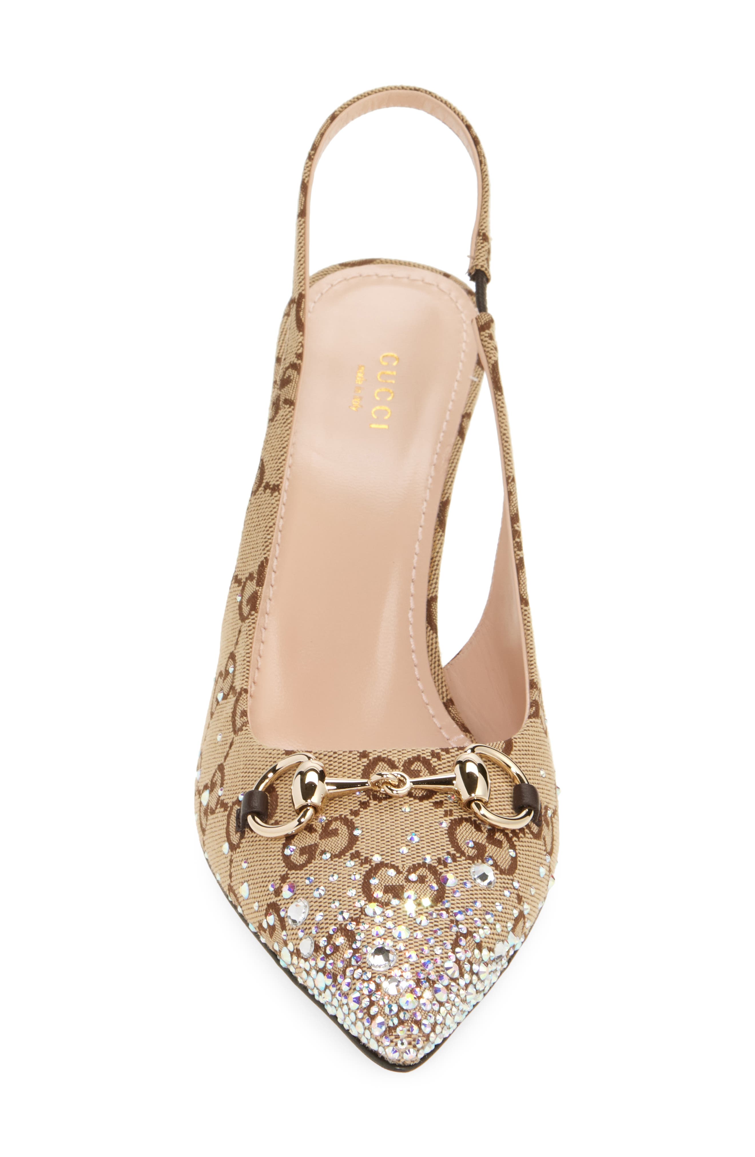 Gucci Erin Crystal Embellished Pointed Toe Slingback Pump, Alternate, color, 