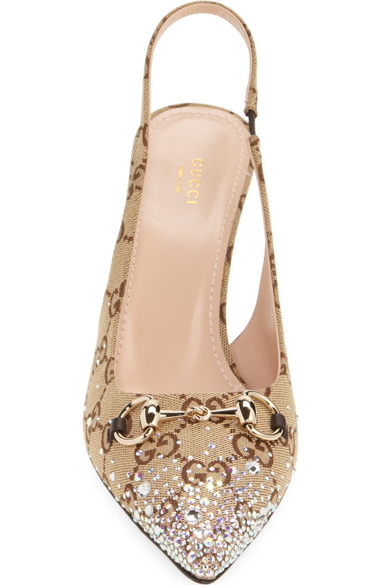Gucci Erin Crystal Embellished Pointed Toe Slingback Pump, Alternate, color,