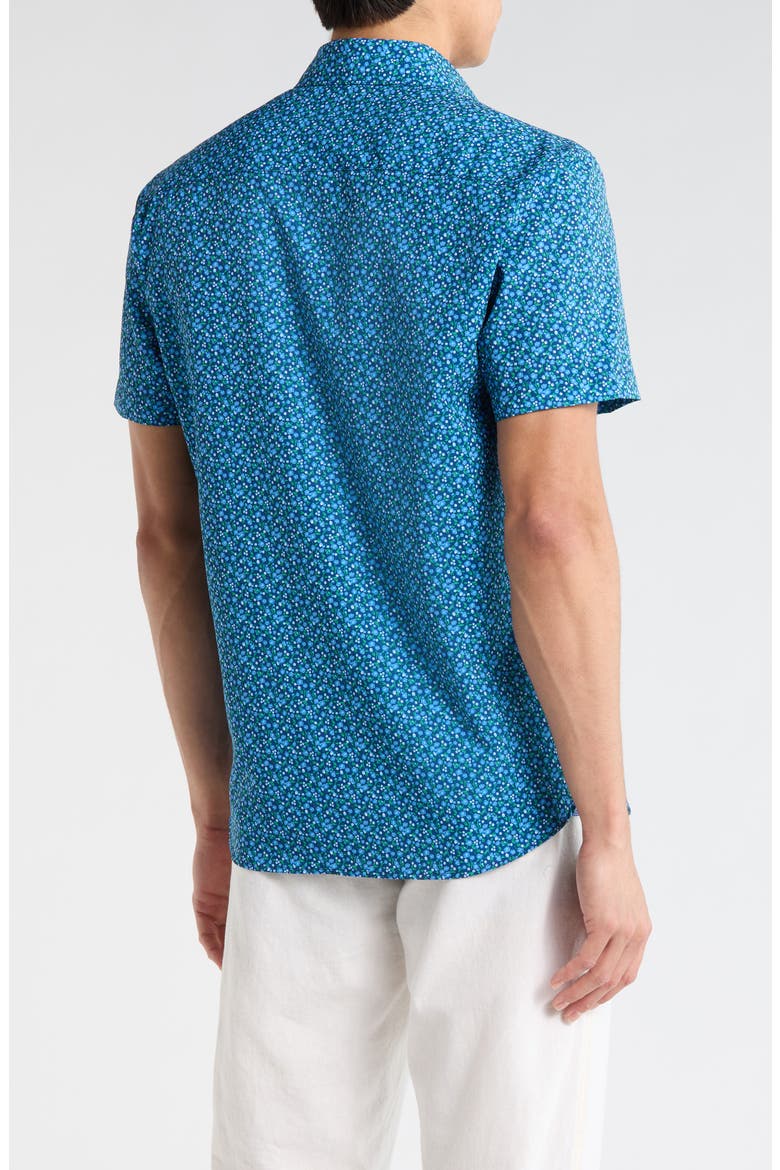 Slim Fit Large Floral Short Sleeve Button-Down Shirt, Alternate, color, NAVY/ GREEN