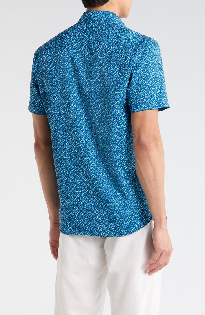 CONSTRUCT Slim Fit Large Floral Short Sleeve Button-Down Shirt, Alternate, color, Navy/ Green