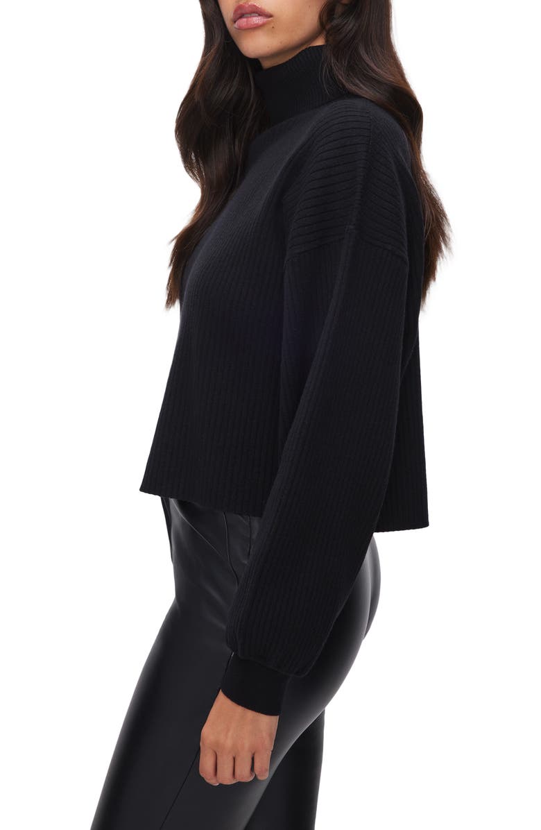 Good American Rib Crop Turtleneck Sweater, Alternate, color,