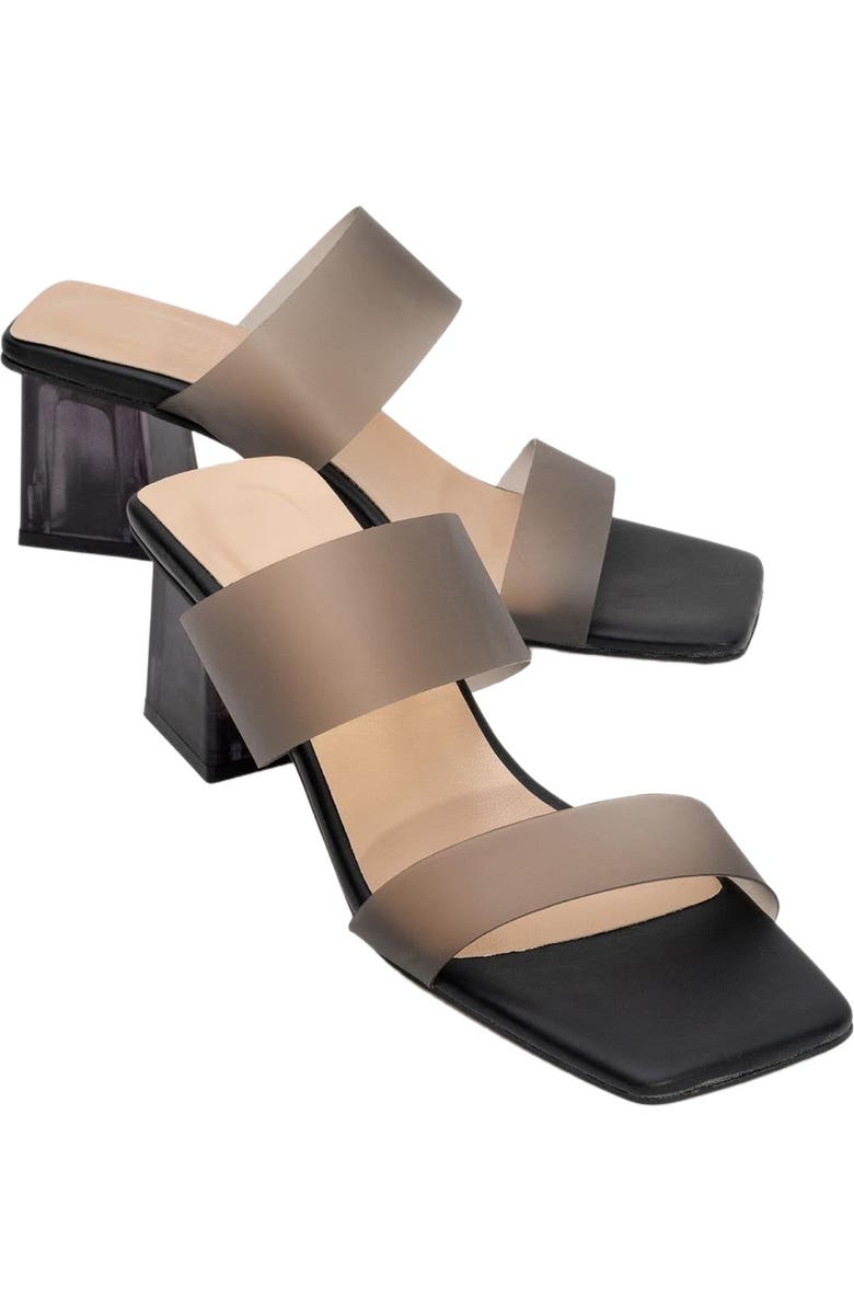 Prologue Shoes Elara Transparent Strap Sandal, Main, color, Black Faux Leather