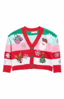 MARGAUX AND LEXI Kids' Stripe Christmas Cardigan