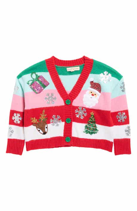 MARGAUX AND LEXI Kids' Stripe Christmas Cardigan