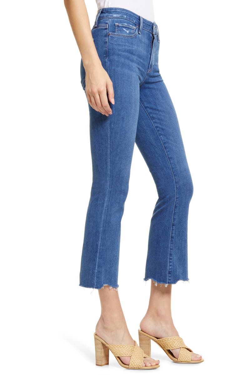 PAIGE Colette High Waist Raw Hem Crop Flare Jeans, Alternate, color, 