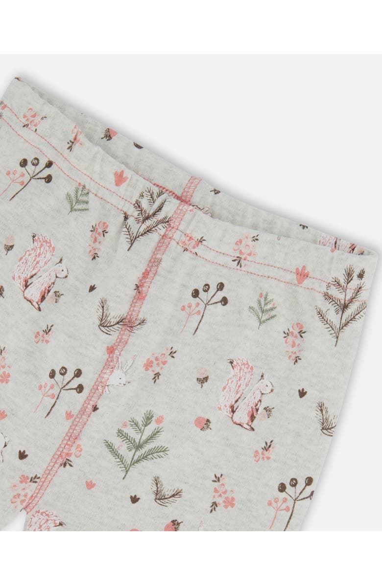 Deux par Deux Girl's Organic Cotton Two Piece Pajama Set Beige Mix Printed Squirrel, Alternate, color, Printed Squirrel