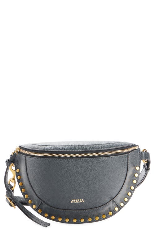 Isabel Marant Skano Stud Leather Convertible Belt Bag In Gray