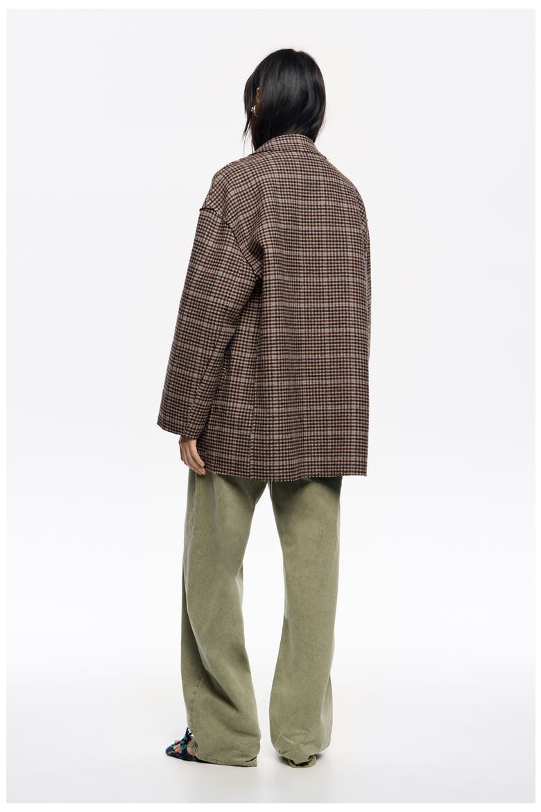 Checked Double-Face Raw Finish Coat, Alternate, color, BROWN