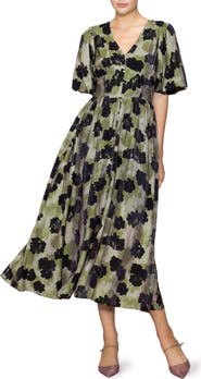 MELLODAY Bubble Sleeve Fit & Flare Midi Dress