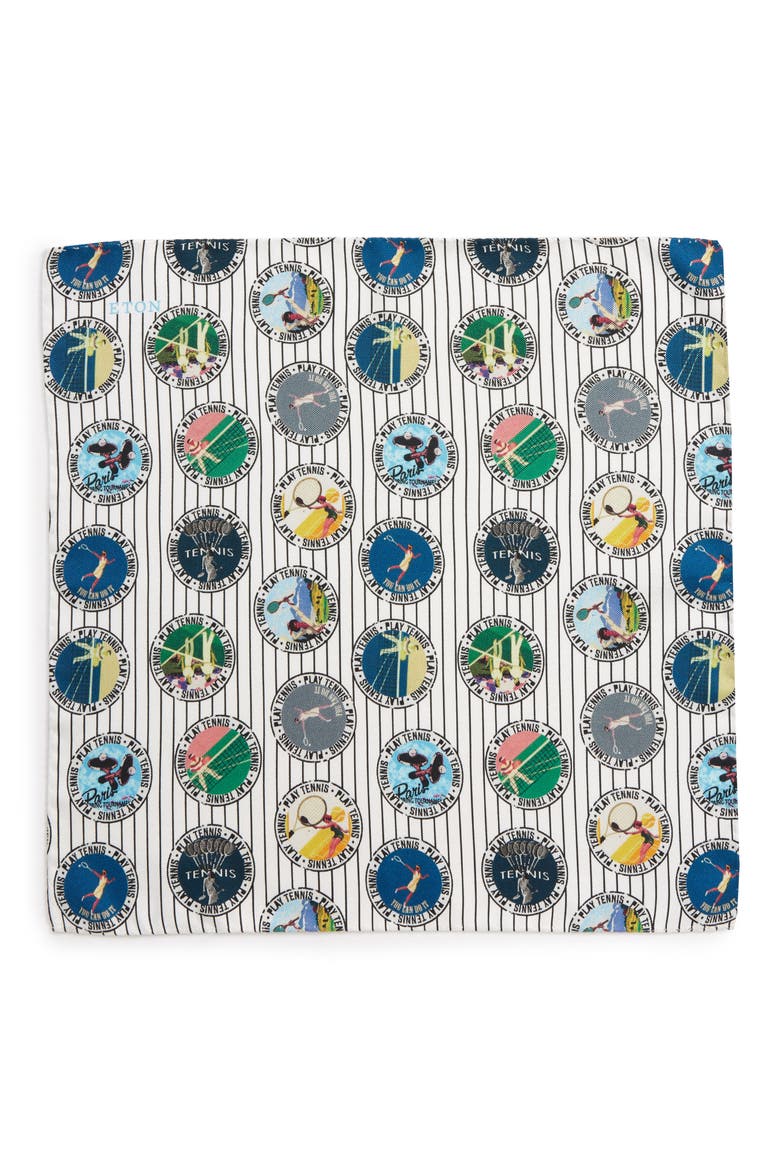 Tennis Player Silk Pocket Square, Alternate, color, WHITE