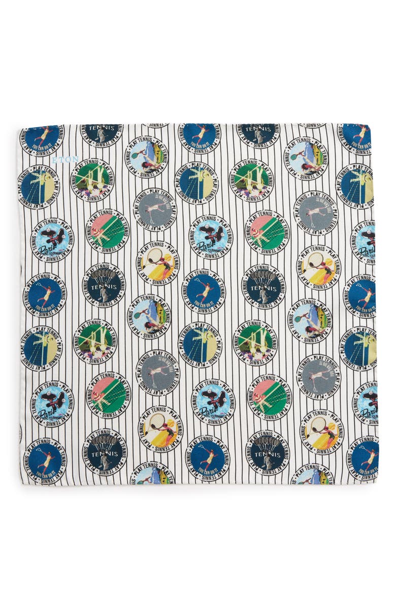 Eton Tennis Player Silk Pocket Square, Alternate, color, 