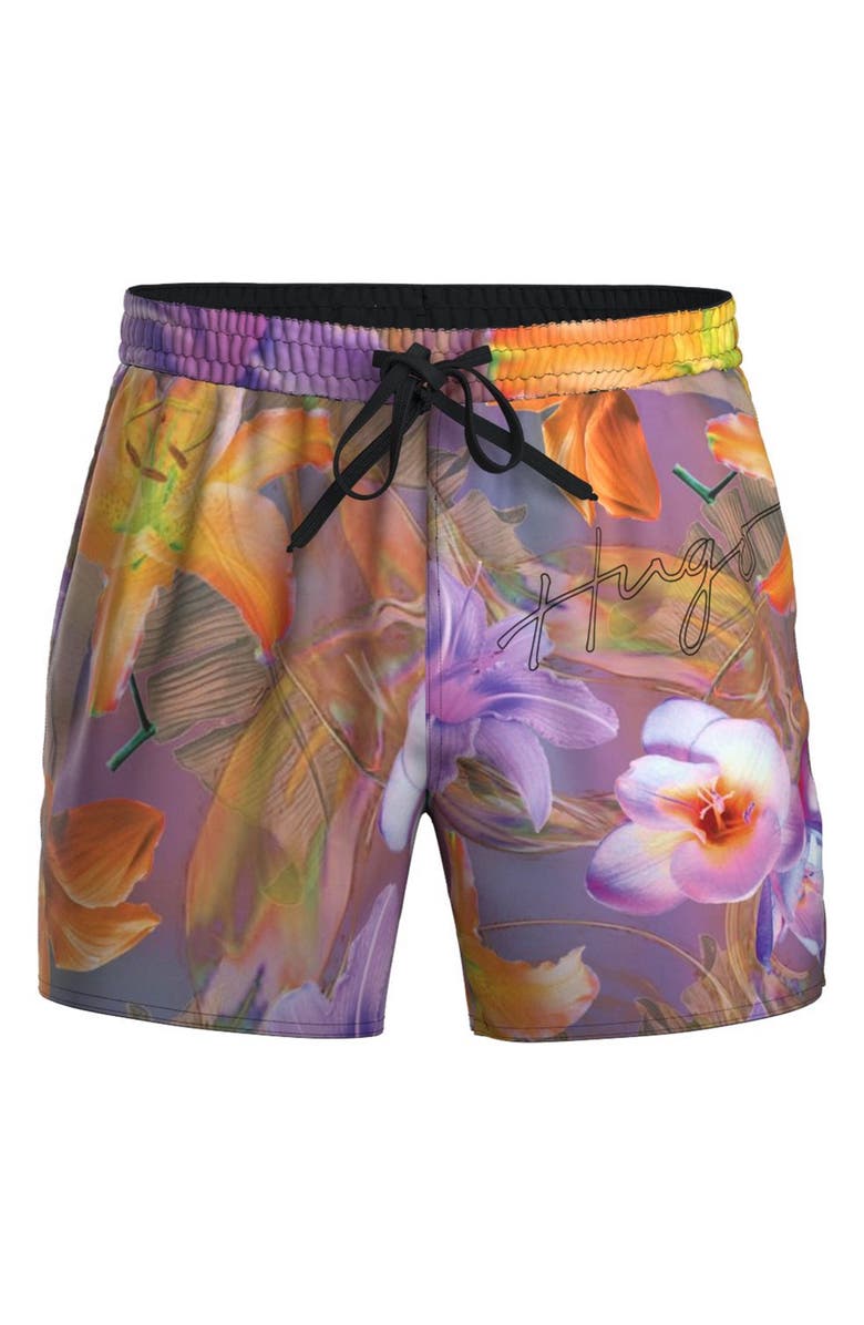 BOSS Rin Floral Swim Trunks, Main, color, 