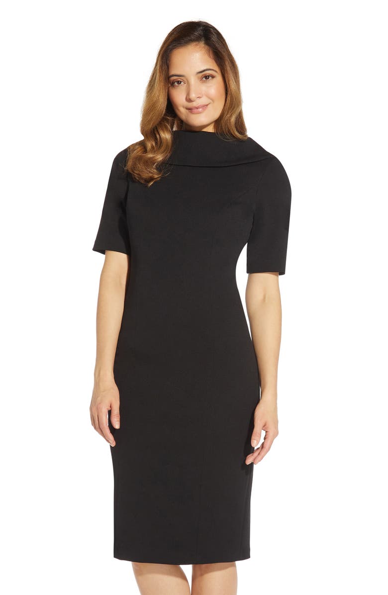 Adrianna Papell V-Back Sheath Dress, Alternate, color, Black