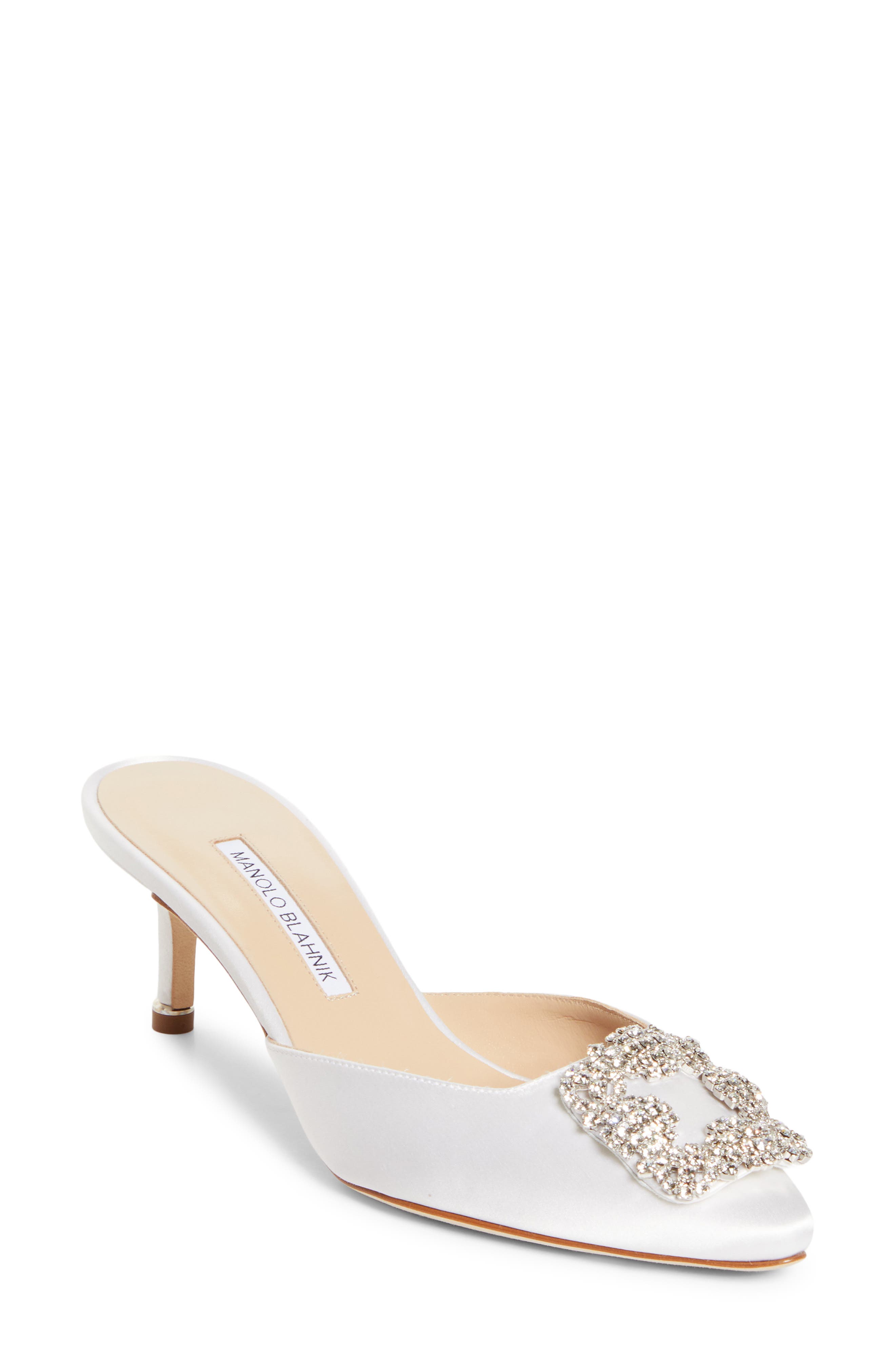 Manolo Blahnik Hangisimu Mule Pump, Main, color, White