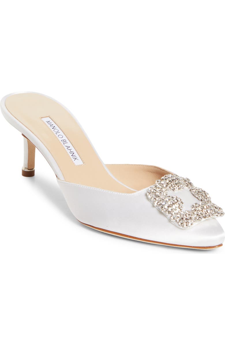 Manolo Blahnik Hangisimu Mule Pump, Main, color, White
