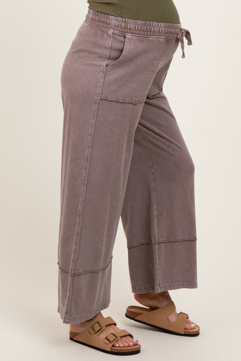 Mineral Wash Wide Leg Ankle Pants, Alternate, color, Mocha