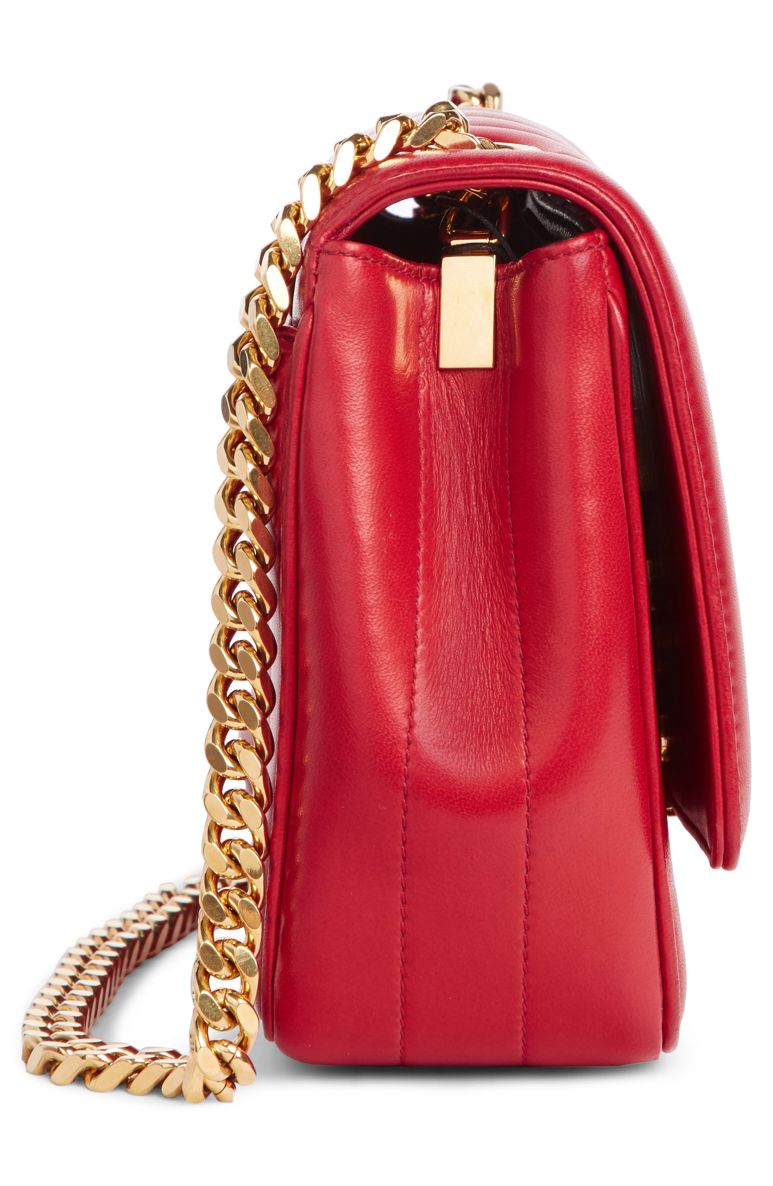 Saint Laurent Small Vicky Quilted Lambskin Leather Crossbody Bag, Alternate, color, 