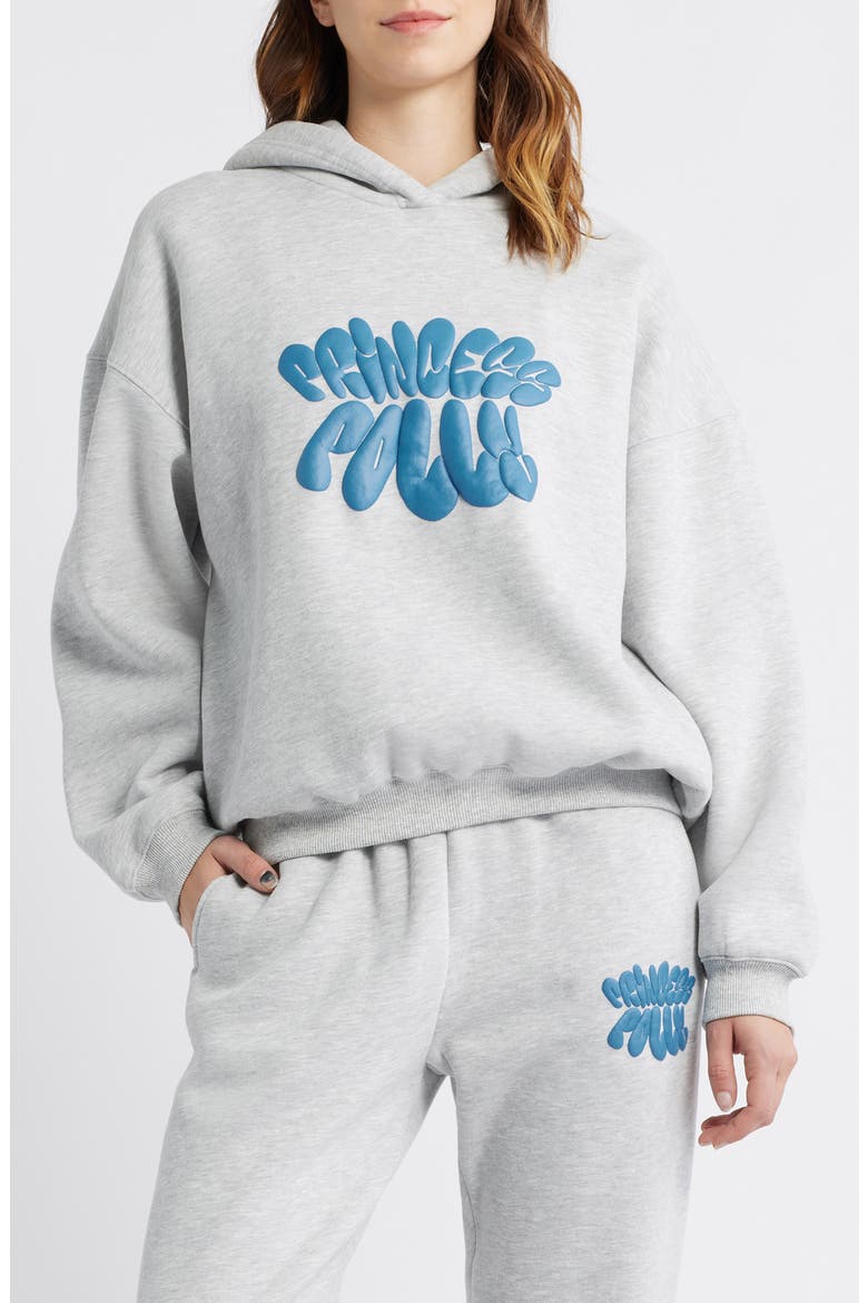 Puffy Logo Hoodie, Main, color, GREY
