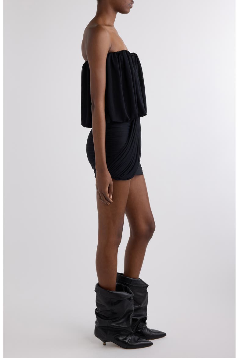 Adelita Draped Jersey Strapless Minidress, Alternate, color, BLACK
