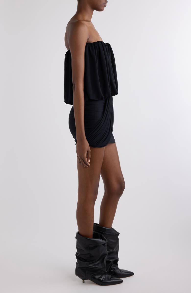Isabel Marant Adelita Draped Jersey Strapless Minidress, Alternate, color, Black