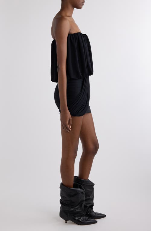 Isabel Marant Adelita Draped Jersey Strapless Minidress In Black