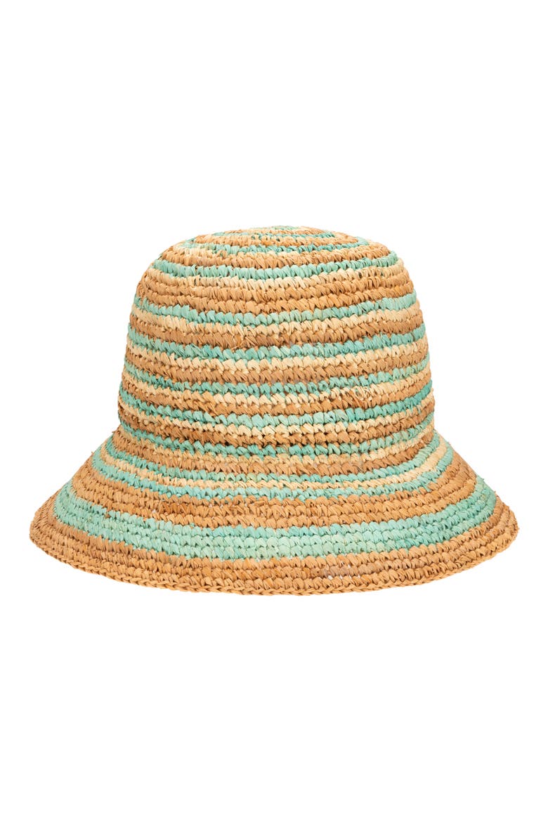 Daisy Raffia Bucket Hat, Main, color, GREEN