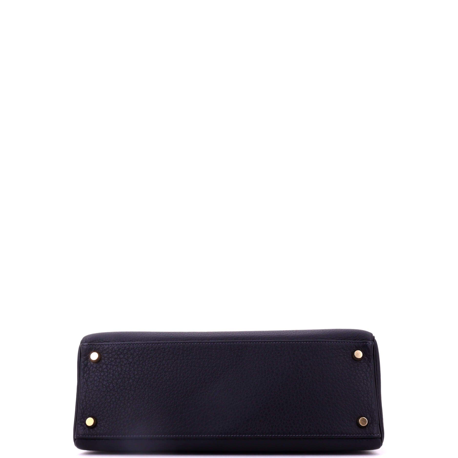 Pre-Owned Hermes Kelly Handbag Blue Togo with Gold Hardware 32, Alternate, color, Bleu Marine