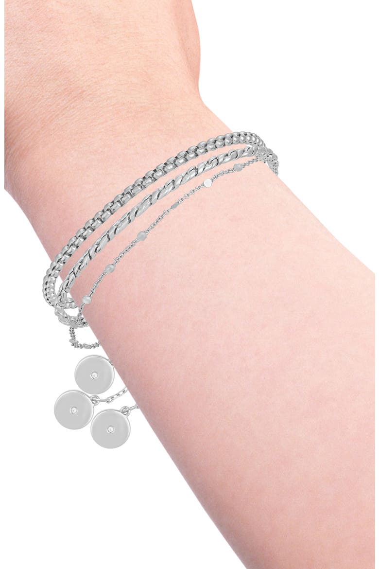 Set of 3 Chain Bracelets, Alternate, color, SILVER TONE