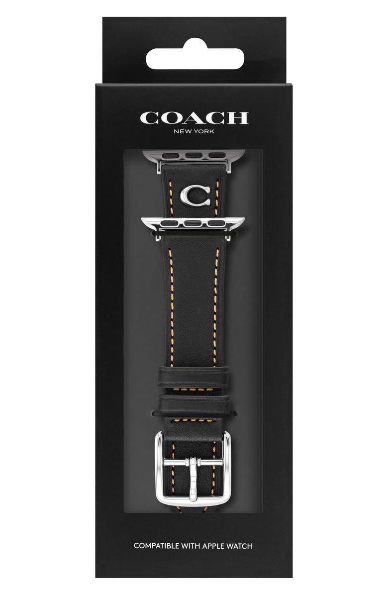 COACH Leather Apple Watch<sup>®</sup> Band, Alternate, color, 