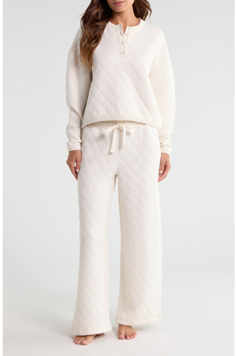 Quilted Cotton Pajamas, Main, color, ECRU