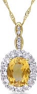 Julianna B. Gemstone & Diamond Oval Halo Necklace 14K