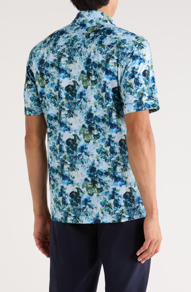 Bugatchi Milo Short Sleeve 8-Way Stretch OoohCotton<sup>®</sup> Button-Up Shirt, Alternate, color, Aloe