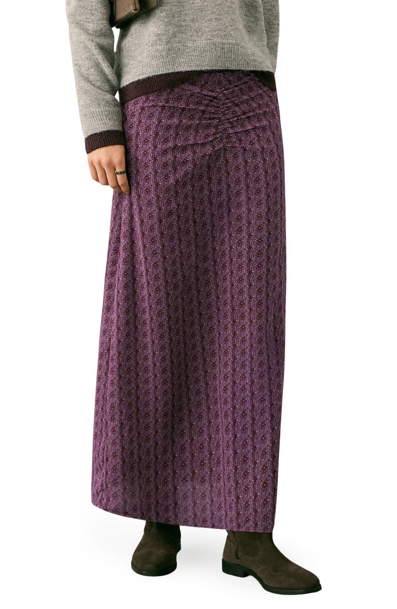 MANGO TEEN Allover Print Maxi Skirt, Main, color, Lilac Mult