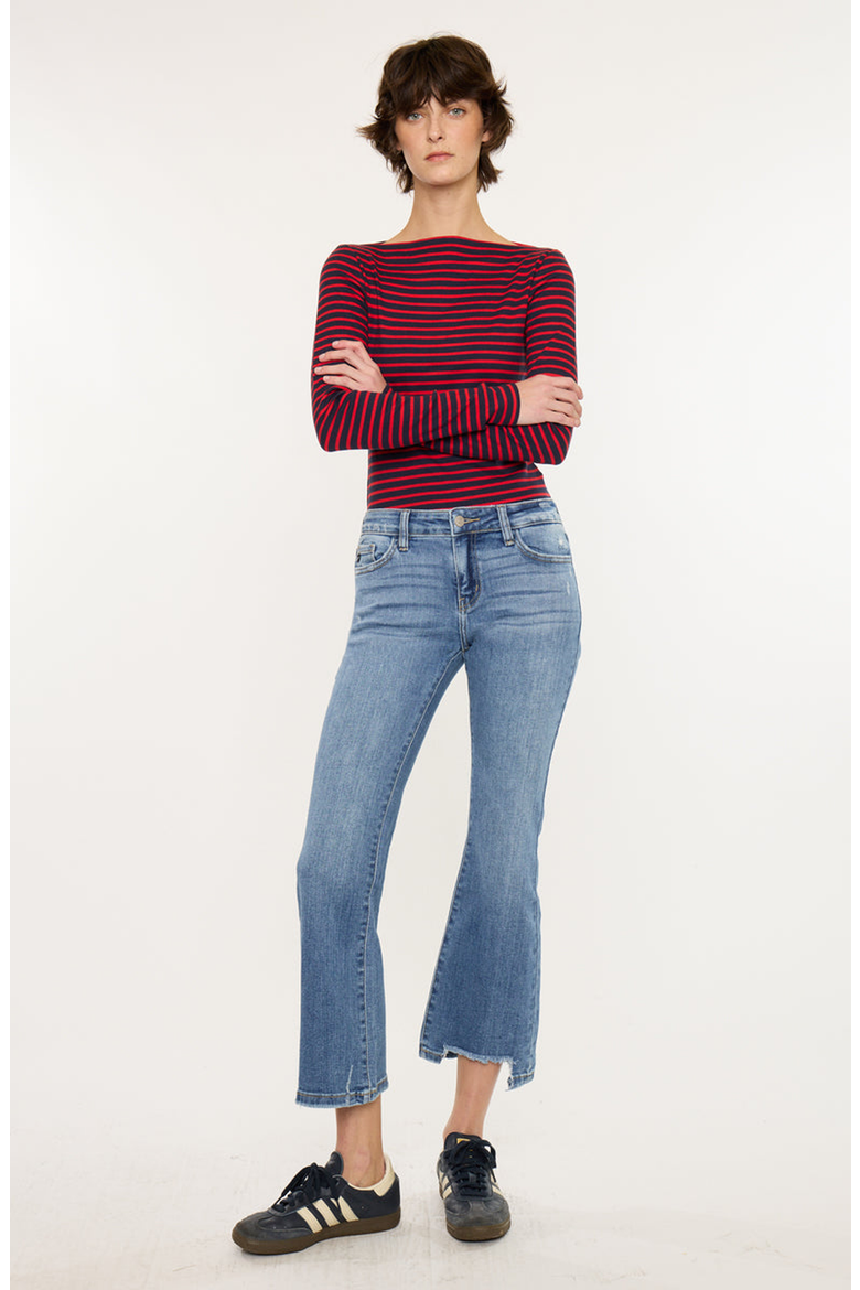Savanna Essentials Mid Rise Cropped Flare Jeans, Alternate, color, Medium Wash
