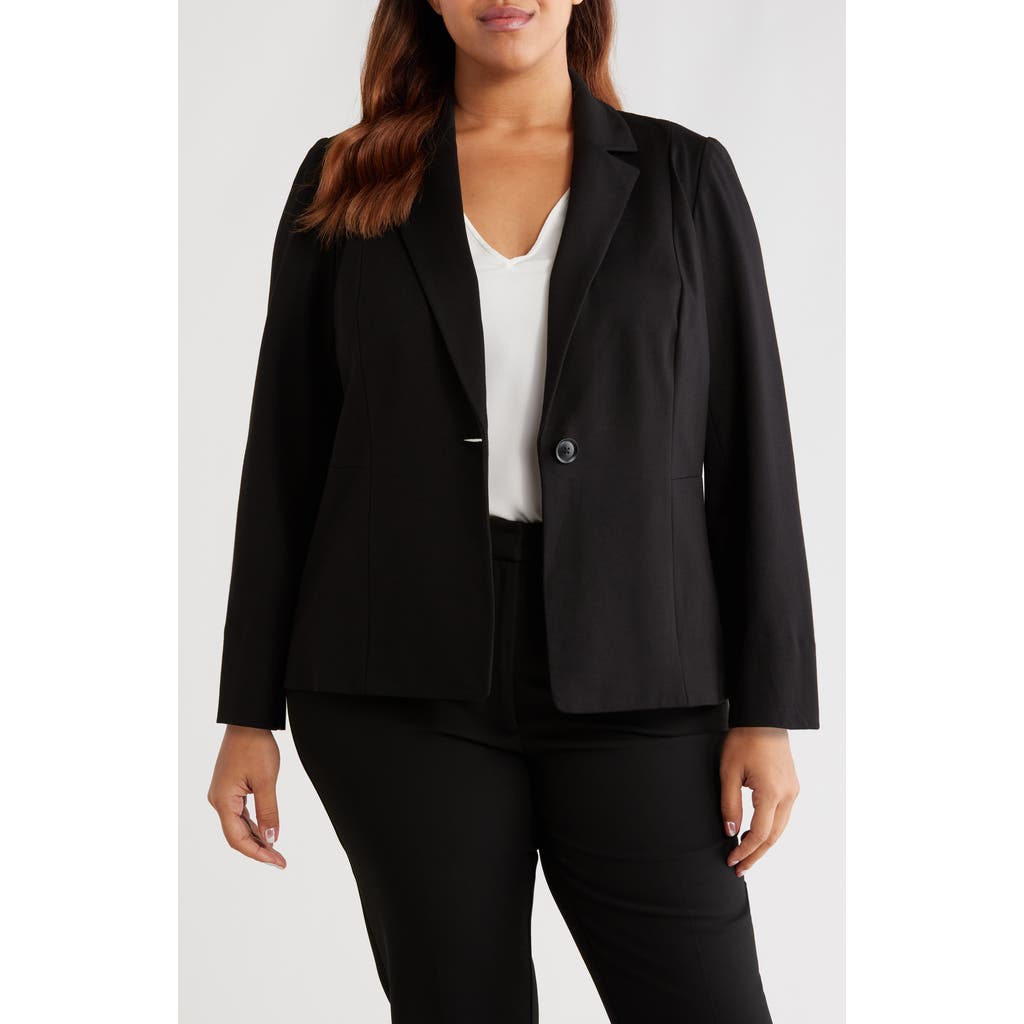 Kasper One-button Seamed Waist Blazer In Black