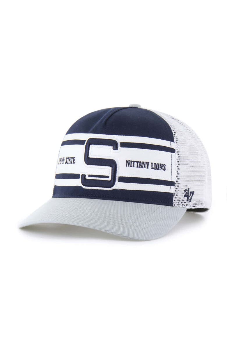 '47 Youth '47 Navy/Gray Penn State Nittany Lions Super Stripe Hitch Adjustable Trucker Hat, Main, color, Navy