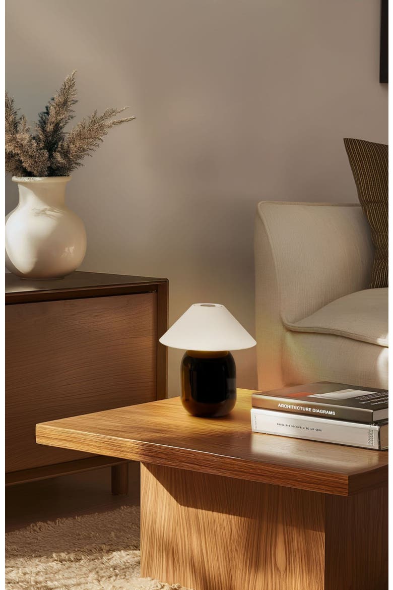 Ren Black 8" Portable and Dimmable LED Table Lamp, Cordless up to 12-Hours of Charge, Alternate, color, Black