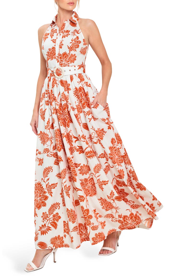 Belted Maxi Shirtdress, Alternate, color, IVORY RUST