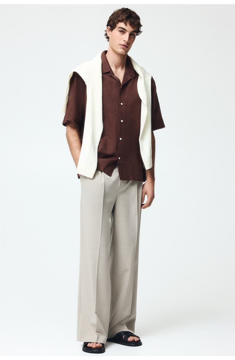 H&M Relaxed-fit linen-blend resort shirt, Alternate, color, Brown