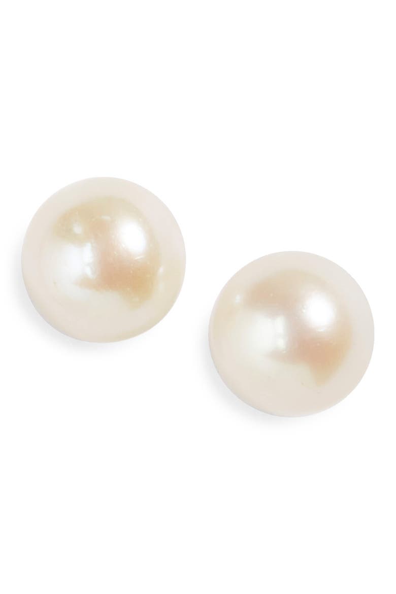 Silver & Cultured Pearl Earrings, Main, color, NO COLOR