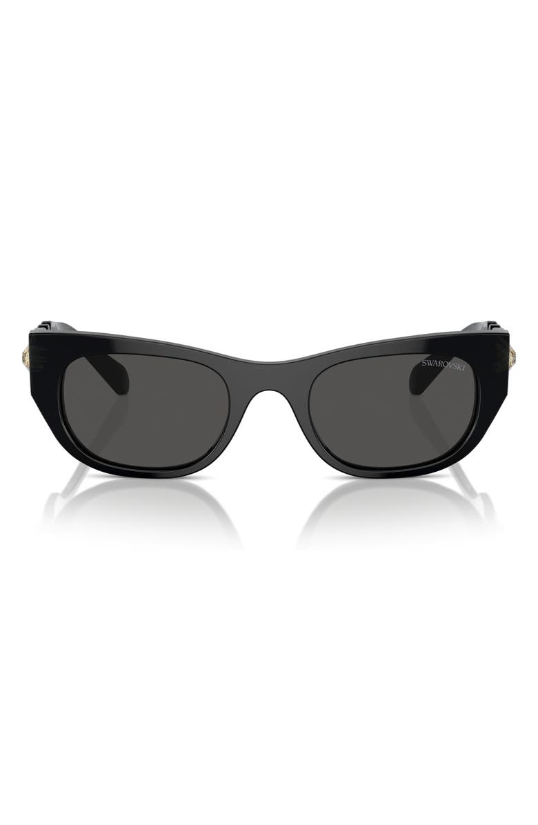 Swarovski 53mm Pillow Sunglasses, Main, color, Black
