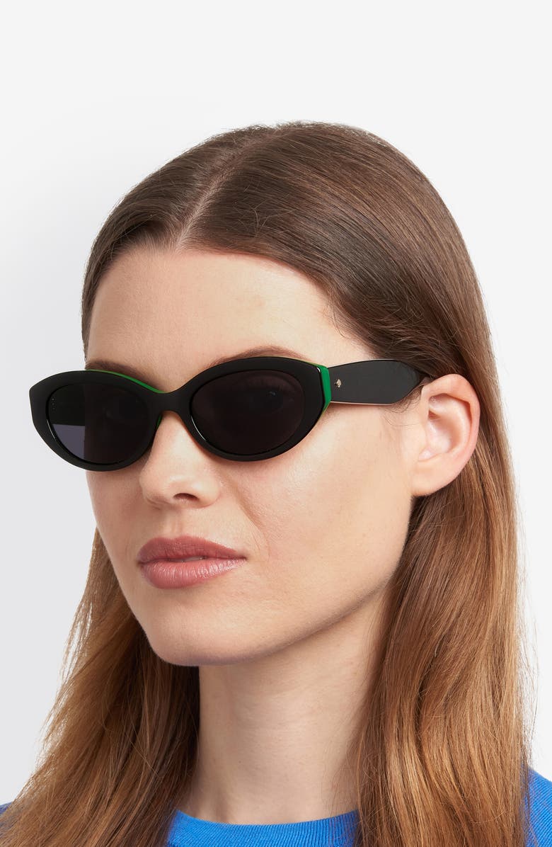 Kate Spade New York caeley 52mm oval sunglasses, Alternate, color, Black Green/ Grey