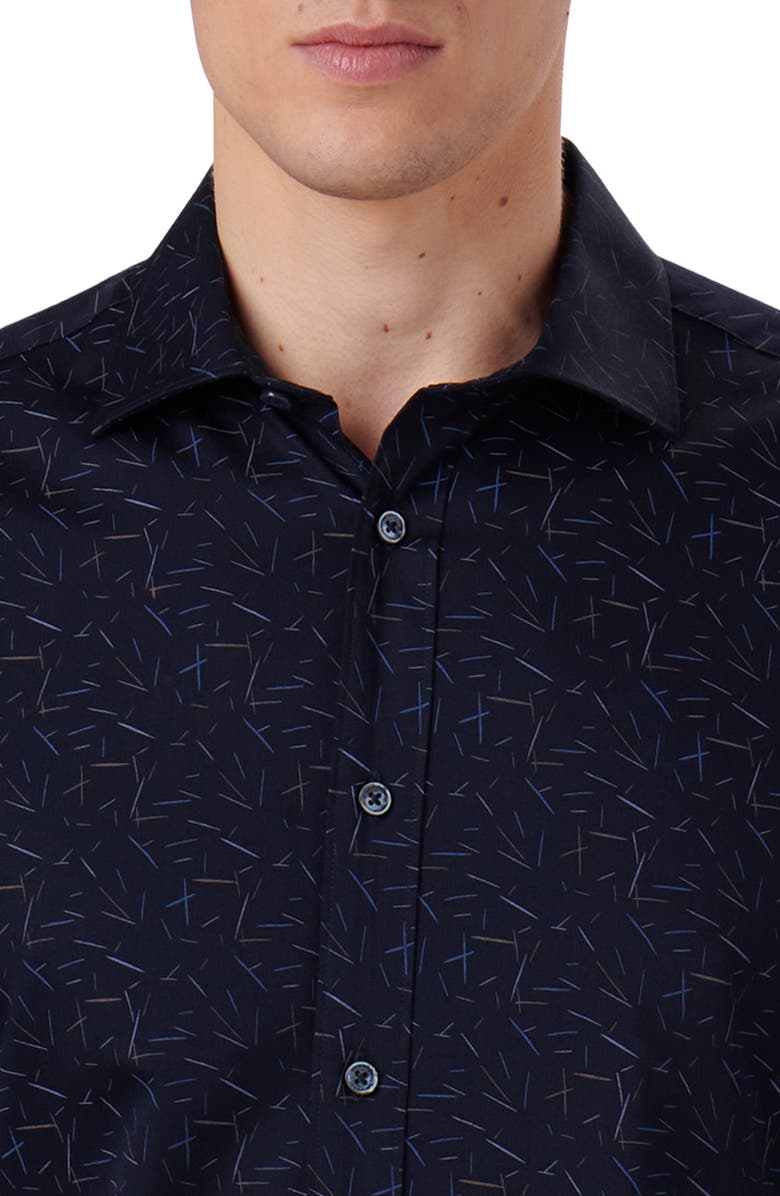 Bugatchi Axel Shaped Fit Abstract Print Performance Button-Up Shirt, Alternate, color,